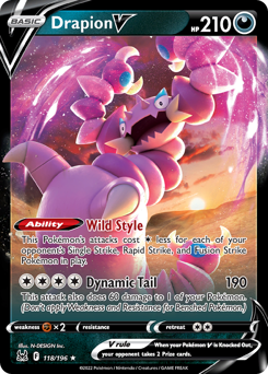 Drapion V, Lost Origin #118, Pokémon TCG card