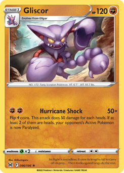 Gliscor, Lost Origin #96, Pokémon TCG card