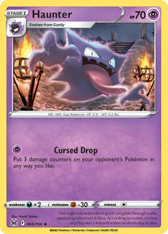 Haunter, Lost Origin #65, Pokémon TCG card