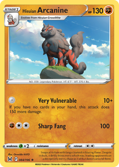 Hisuian Arcanine, Lost Origin #84, Pokémon TCG card