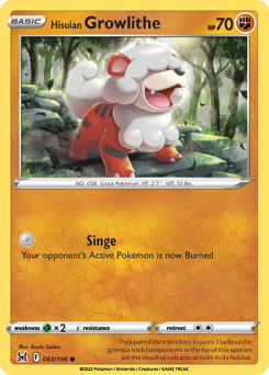 Hisuian Growlithe, Lost Origin #83, Pokémon TCG card
