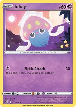 Inkay, Lost Origin #77, Pokémon TCG card