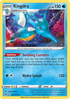 Kingdra, Lost Origin #37, Pokémon TCG card