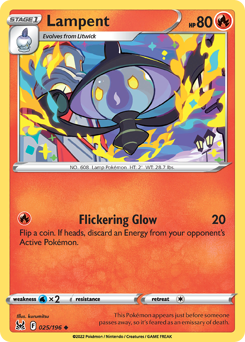 Lampent, Lost Origin #25, Pokémon TCG card