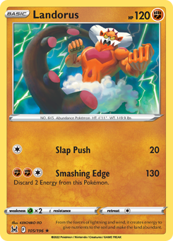Landorus, Lost Origin #105, Pokémon TCG card