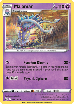 Malamar, Lost Origin #78, Pokémon TCG card