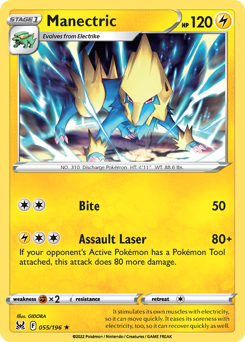 Manectric, Lost Origin #55, Pokémon TCG card