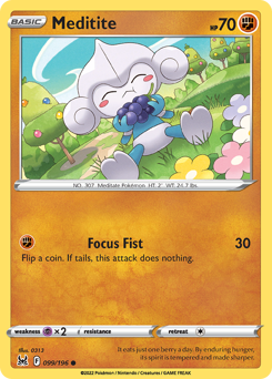 Meditite, Lost Origin #99, Pokémon TCG card