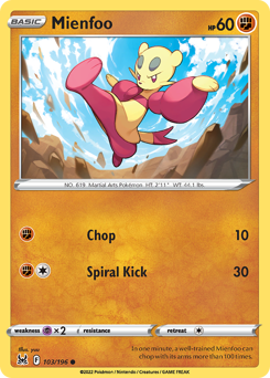 Mienfoo, Lost Origin #103, Pokémon TCG card