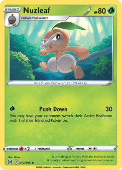 Nuzleaf, Lost Origin #12, Pokémon TCG card