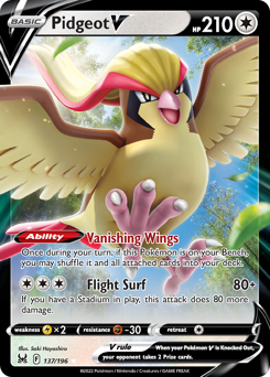 Pidgeot V, Lost Origin #137, Pokémon TCG card
