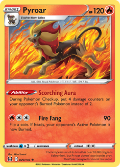 Pyroar, Lost Origin #29, Pokémon TCG card