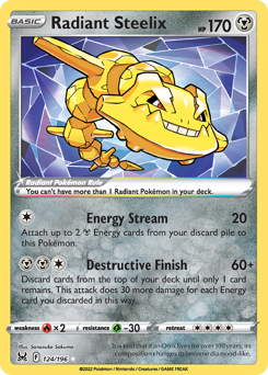Radiant Steelix, Lost Origin #124, Pokémon TCG card