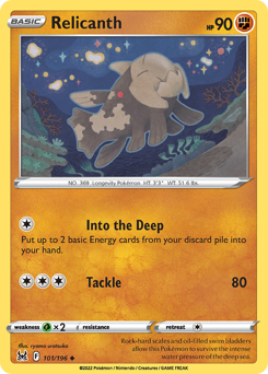 Relicanth, Lost Origin #101, Pokémon TCG card