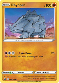 Rhyhorn, Lost Origin #89, Pokémon TCG card