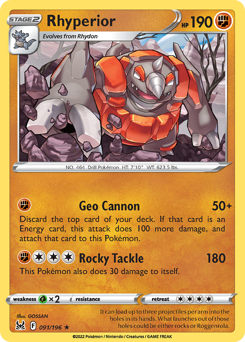 Rhyperior, Lost Origin #91, Pokémon TCG card