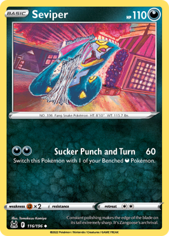 Seviper, Lost Origin #116, Pokémon TCG card