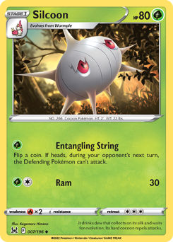 Silcoon, Lost Origin #7, Pokémon TCG card