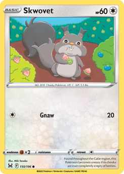 Skwovet, Lost Origin #150, Pokémon TCG card
