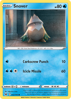Snover, Lost Origin #42, Pokémon TCG card