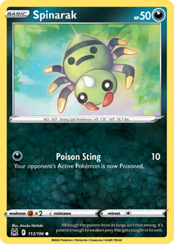 Spinarak, Lost Origin #112, Pokémon TCG card