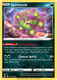 Spiritomb, Lost Origin #117, Pokémon TCG card