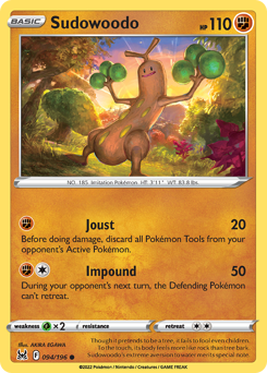 Sudowoodo, Lost Origin #94, Pokémon TCG card