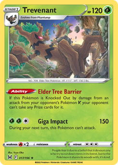 Trevenant, Lost Origin #17, Pokémon TCG card