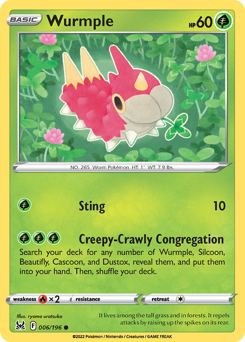 Wurmple, Lost Origin #6, Pokémon TCG card