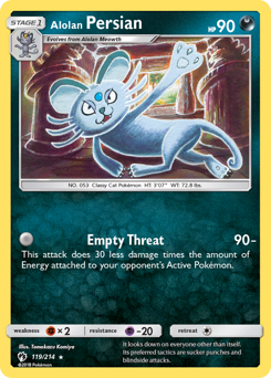 Alolan Persian, Lost Thunder #119, Pokémon TCG card