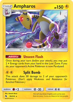Ampharos, Lost Thunder #78, Pokémon TCG card