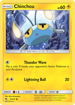 Chinchou, Lost Thunder #73, Pokémon TCG card