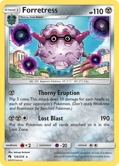 Forretress, Lost Thunder #124, Pokémon TCG card