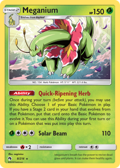Meganium, Lost Thunder #8, Pokémon TCG card