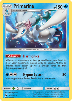 Primarina, Lost Thunder #67, Pokémon TCG card