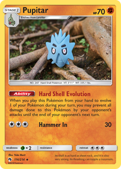 Pupitar, Lost Thunder #116, Pokémon TCG card