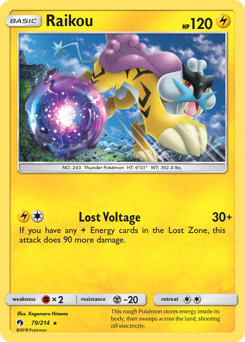 Raikou, Lost Thunder #79, Pokémon TCG card