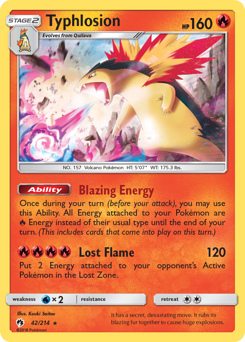 Typhlosion, Lost Thunder #42, Pokémon TCG card