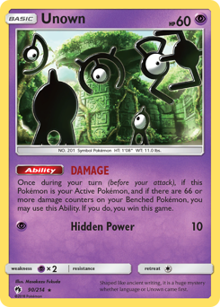 Unown, Lost Thunder #90, Pokémon TCG card