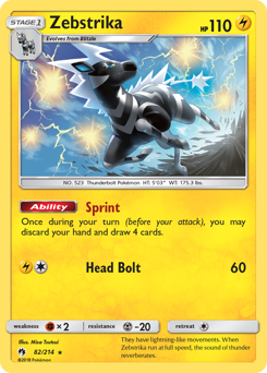 Zebstrika, Lost Thunder #82, Pokémon TCG card