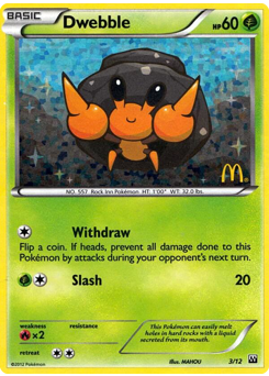 Dwebble, McDonald's Collection 2012 #3, Pokémon TCG card