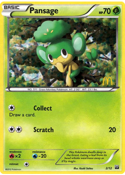 Pansage, McDonald's Collection 2012 #2, Pokémon TCG card