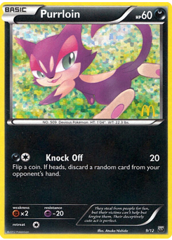 Purrloin, McDonald's Collection 2012 #9, Pokémon TCG card