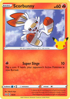 Scorbunny, McDonald's Collection 2021 #16, Pokémon TCG card