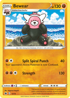 Bewear, McDonald's Collection 2022 #12, Pokémon TCG card