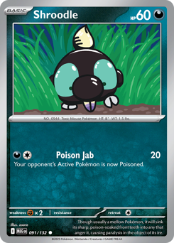 Shroodle, Mega Evolution #91, Pokémon TCG card