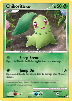 Chikorita, Mysterious Treasures #77, Pokémon TCG card