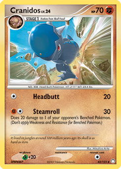 Cranidos, Mysterious Treasures #43, Pokémon TCG card