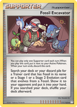 Fossil Excavator, Mysterious Treasures #111, Pokémon TCG card