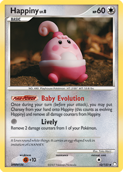 Happiny, Mysterious Treasures #52, Pokémon TCG card